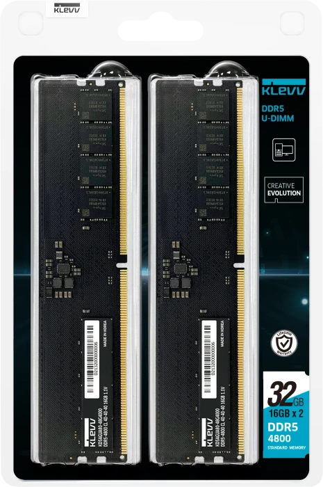 Klevv UDIMM 32GB Kit, DDR5-4800, CL40-40-40-77, retail