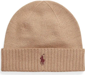 Ralph Lauren Signature Pony Wool Beanie camel melange