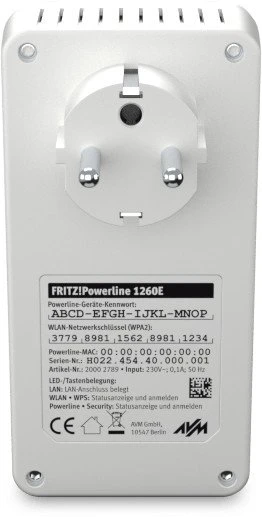 FRITZ! FRITZ!Powerline 1260 / FRITZ!Powerline 1260E, Single, International