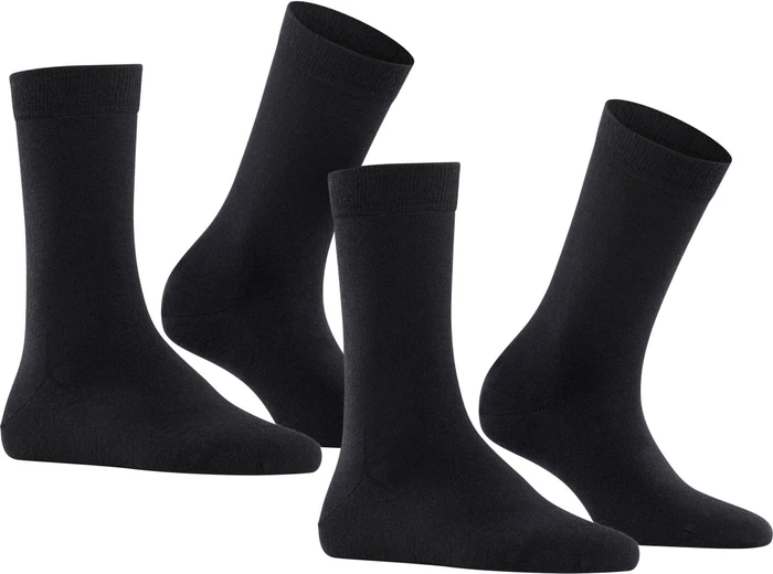 Falke Softmerino Socken schwarz, 2 Paare (Damen)