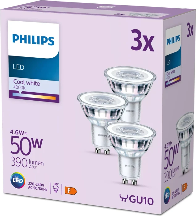 Philips Classic LED Reflektor GU10 3.5W/840, 3 Stück
