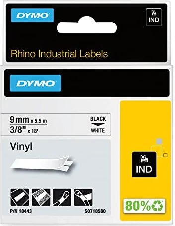Dymo ID1 Industrial Rhino Pro Beschriftungsband, 9mm, schwarz/weiß