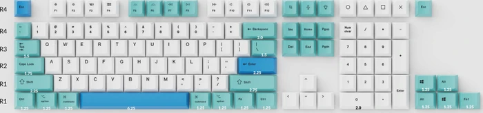 Keychron OEM Dye-Sub Keycap-Set Iceberg - Version B, Kunststoff (PBT), Iceberg, weiß/türkis, 114 Tasten, ANSI-US