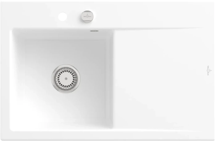 Villeroy & Boch Subway Style 45 Einbau Becken links mit Excenterbetätigung stone white