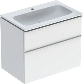 Geberit iCon Set Möbelwaschtisch/Unterschrank 75cm weiß, Korpus: weiß/lackiert hochglanz, Griff: weiß/pulverbeschichtet matt