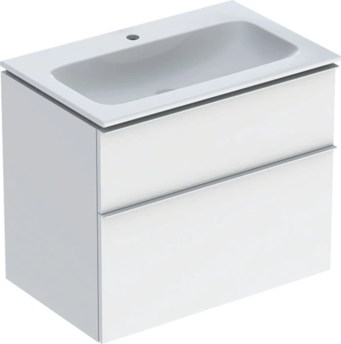 Geberit iCon Set Möbelwaschtisch/Unterschrank 75cm weiß, Korpus: weiß/lackiert hochglanz, Griff: weiß/pulverbeschichtet matt