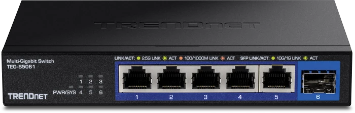 TRENDnet TEG-S Desktop 2.5G Switch, 5x RJ-45, 1x SFP+