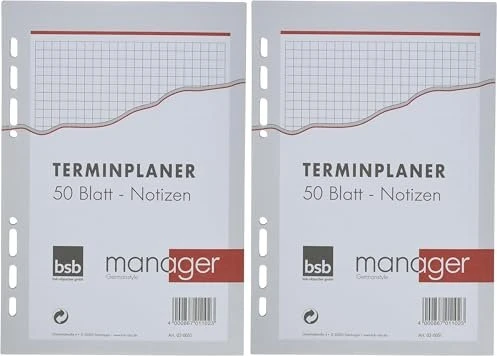 bsb-obpacher Kalender Manager Ersatzeinlage, A5, kariert, 50 Blatt
