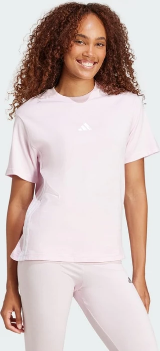 adidas Essentials 3-Streifen Cotton T-Shirt kurzarm clear pink/white (Damen)