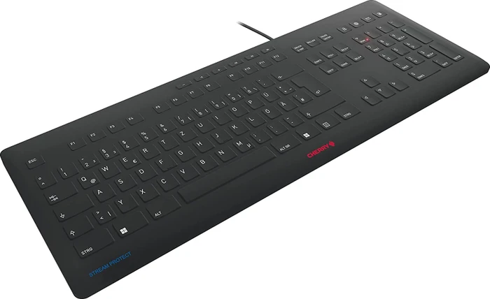 Cherry Stream Protect Keyboard, schwarz/grau, USB, DE