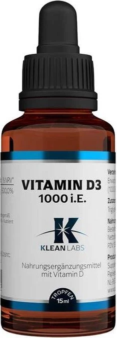Klean Labs Vitamin D3 1000 I.E. Tropfen, 15ml