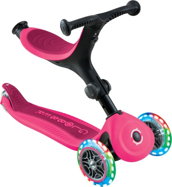 Globber Go Up Active Lights Kickboard fuchsia pink