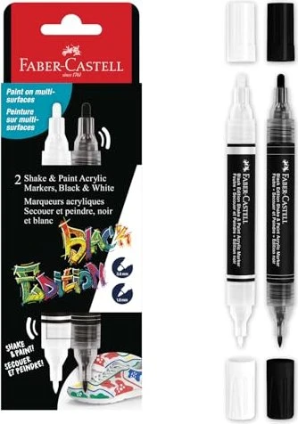 Faber-Castell Shake & Paint Acryl Marker Black Edition schwarz/weiß, 2er-Set