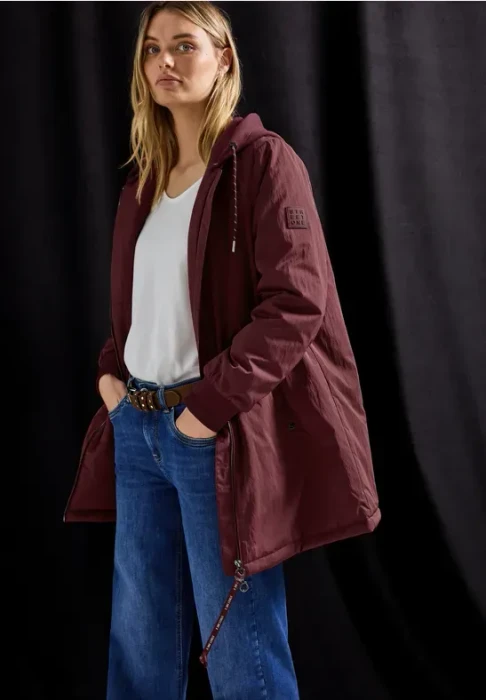 Street One Langer Blouson mit Kapuze Jacke light mahagony red (Damen)