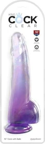 Pipedream King Cock Clear 10" Cock with Balls transparent/purple