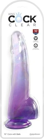Pipedream King Cock Clear 10" Cock with Balls transparent/purple