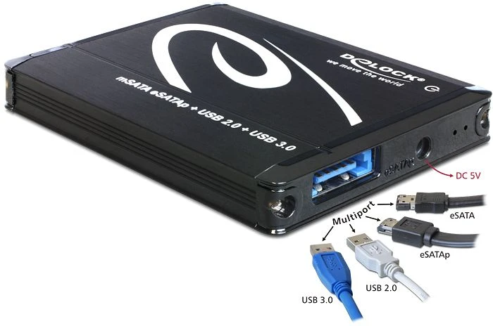 DeLOCK mSATA, eSATAp 6Gb/s + USB-A 3.0