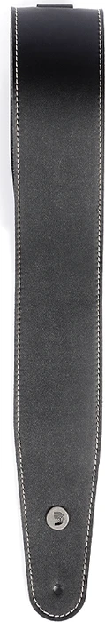 D'Addario Deluxe Leather Guitar Strap Black with Stitch