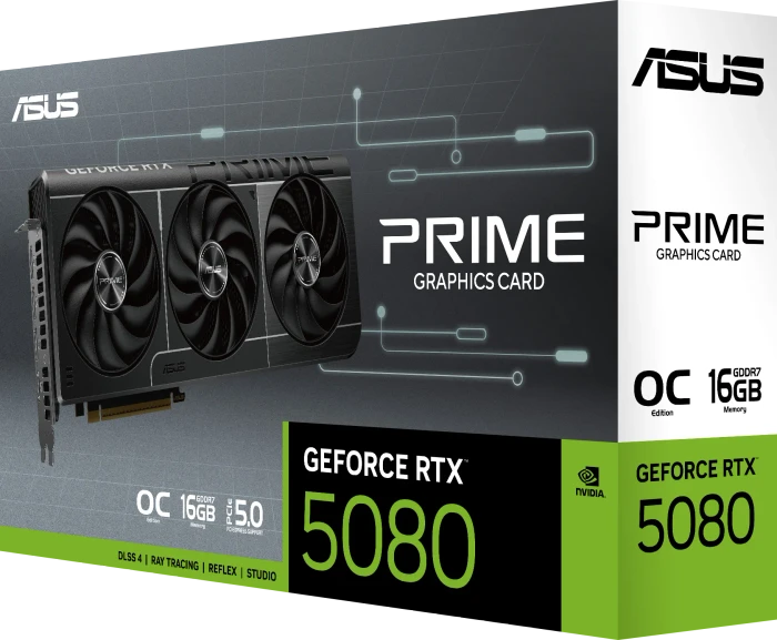 ASUS Prime GeForce RTX 5080 EVO OC, PRIME-RTX5080-O16G-EVO, 16GB GDDR7, HDMI, 3x DP