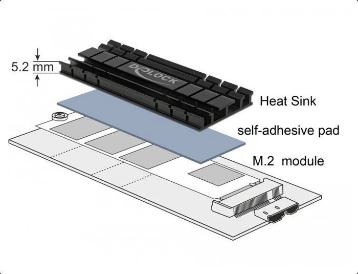 DeLOCK M.2 Flat Heat Sink 70mm