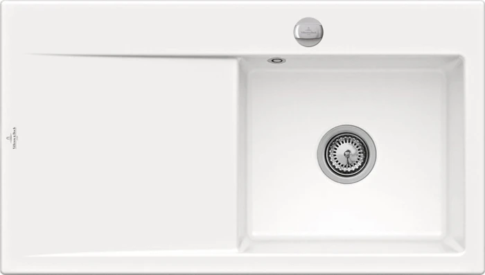 Villeroy & Boch Subway Style 50 Einbau Becken rechts mit Ablauffernbedienung weiß alpin
