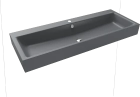 Kaldewei Puro Wand-Doppelwaschtisch 120x46cm mit Überlauf, 1x1 Hahnlochbohrung, Perl-Effekt, cool grey 70