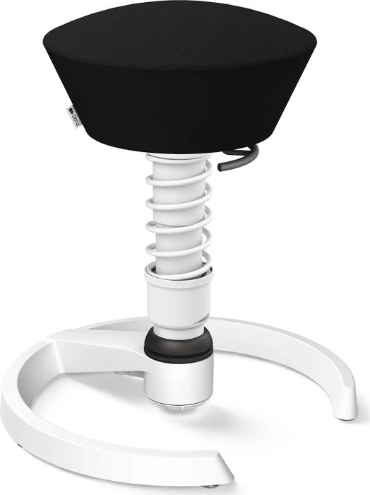 Aeris Swopper New Edition Bürohocker mit Gleitern, Feder Standard, Gestell Alu weiß, Bezug Wollmischung Select schwarz