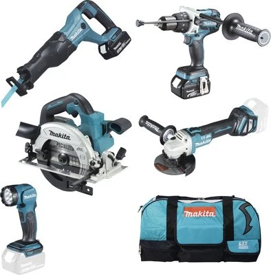 Makita DLX5067TX1 Combo Kit Akku-Maschinenset inkl. Tasche + 2 Akkus 5.0Ah