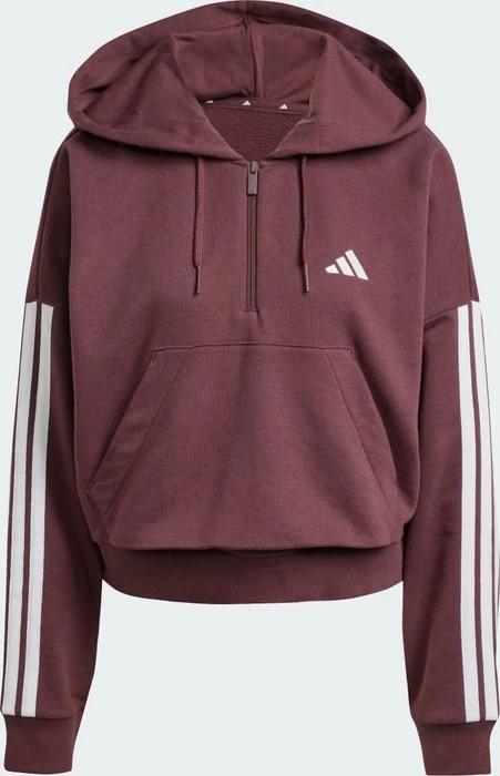 adidas Essentials 3-Streifen French Terry Quarter-Zip Hoodie aurora ruby/white (Damen)