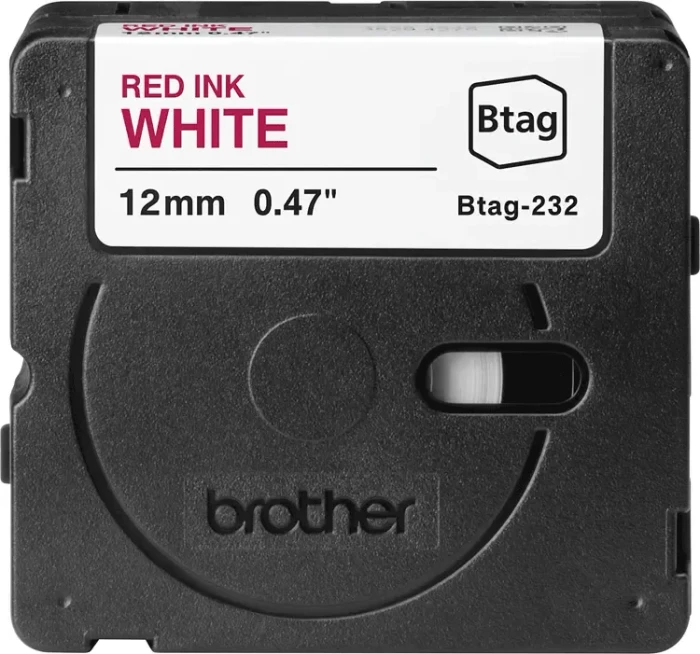 Brother Btag-232 Beschriftungsband, 12mm, rot/weiß