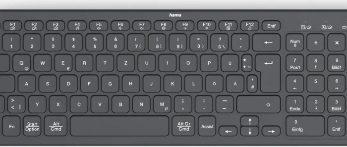 Hama WK-300 Funktastatur, schwarz, USB/Bluetooth, DE