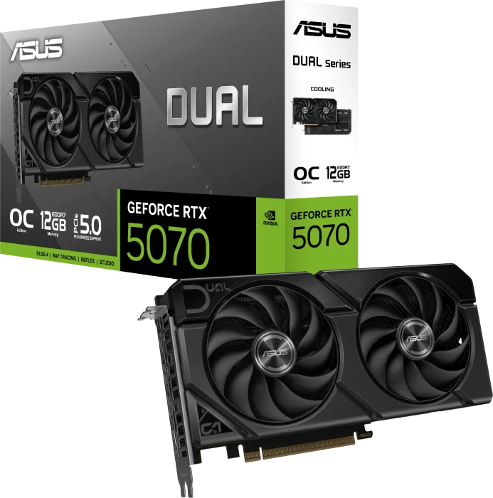 ASUS Dual GeForce RTX 5070 EVO OC, DUAL-RTX5070-O12G-EVO, 12GB GDDR7, HDMI, 3x DP