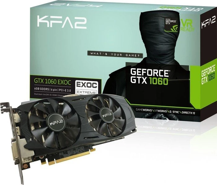 KFA2 GeForce GTX 1060 EXOC, 6GB GDDR5, 2x DVI, HDMI, DP