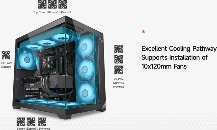 PCCooler C3 T700 BK, schwarz, Glasfenster