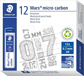 Staedtler Mars micro carbon 250 Druckbleistiftmine 2H 0.7mm graphit, 12er-Pack