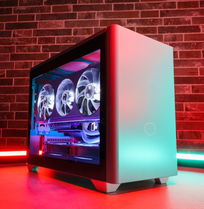 Cooler Master MasterBox NR200P Color Edition Caribbean Blue, Glasfenster, Mini-ITX