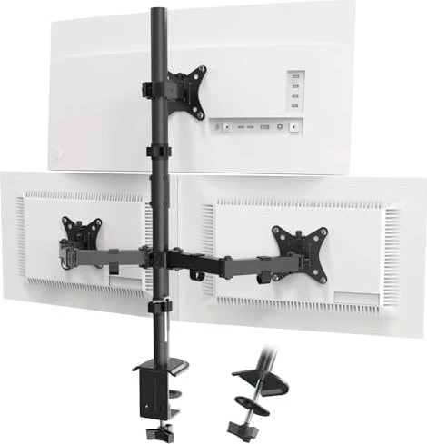 Putorsen Triple Monitor Arm for 3 Monitors 17-32 Inch Screens schwarz