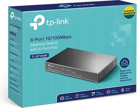 TP-Link TL-SF1000 Desktop Switch, 8x RJ-45, 57W PoE