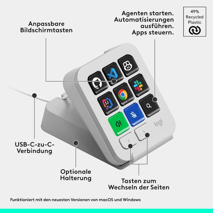 Logitech MX Keypad, hellgrau, USB-C