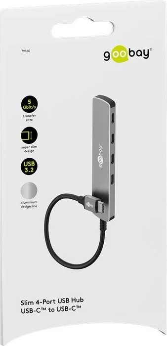 Wentronic goobay Slim 4-Port USB-Hub, 4x USB-C 3.0, USB-C 3.0 [Stecker]