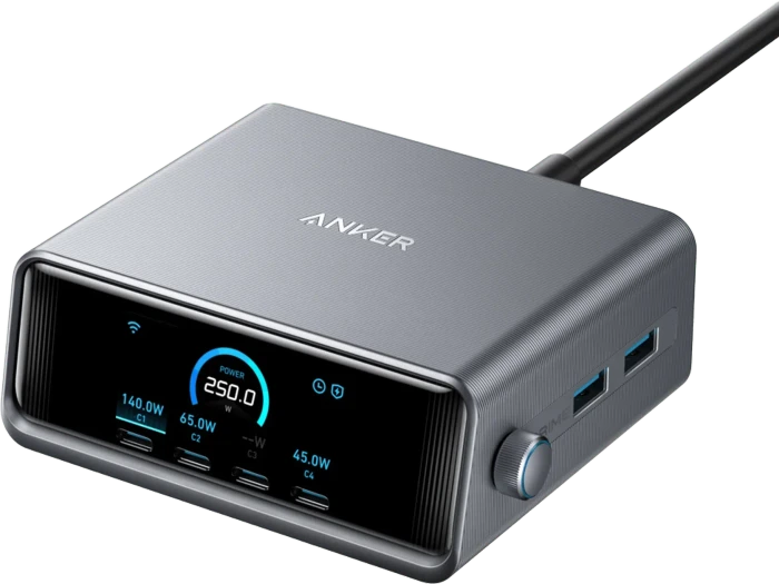 Anker Prime Ladegerät (250W, 6 Ports, GaNPrime) silber