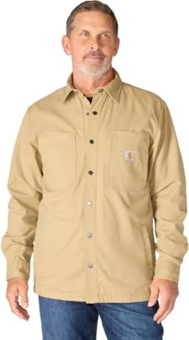 Carhartt Rugged Flex Relaxed Fit Canvas Fleece Lined Snap Front Hemd langarm dark khaki (Herren)
