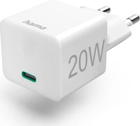 Hama Schnellladegerät USB-C PD/Qualcomm Mini-Ladegerät 20W weiß