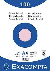 Exacompta Karteikarten in Folie, A4, glatt, rosa, 100 Blatt
