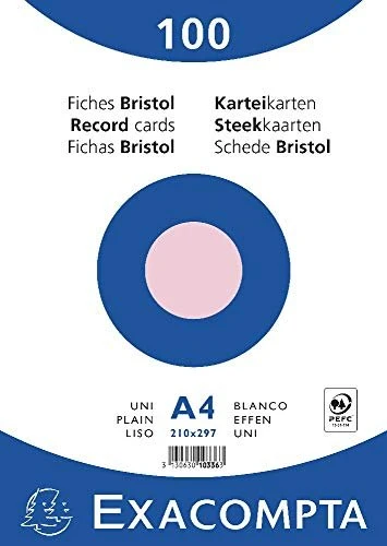 Exacompta Karteikarten in Folie, A4, glatt, rosa, 100 Blatt