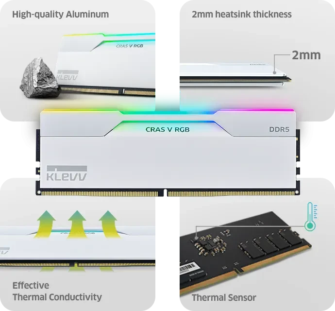 Klevv Cras V RGB UDIMM 32GB Kit, DDR5-6000, CL30-36-36-76