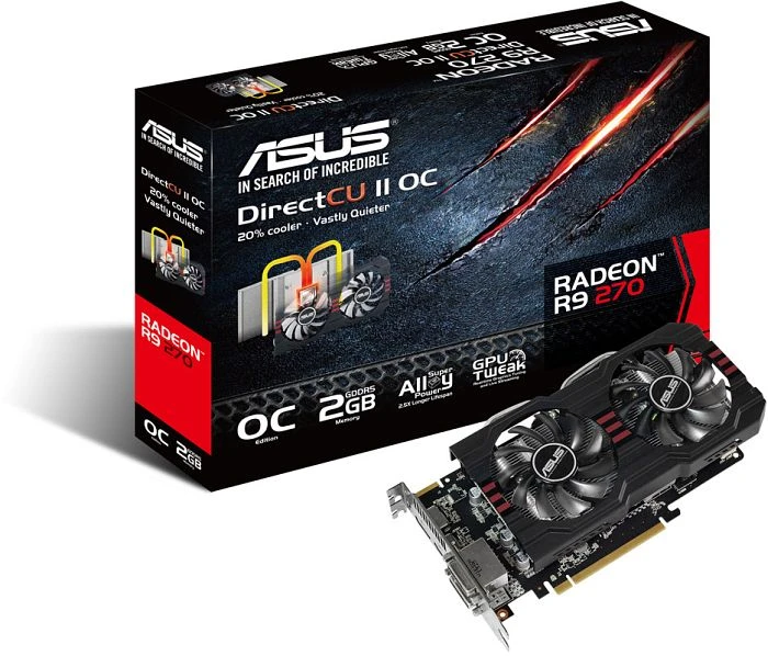 ASUS Radeon R9 270, Radeon R9 270, 2GB GDDR5, 2x DVI, HDMI, DP
