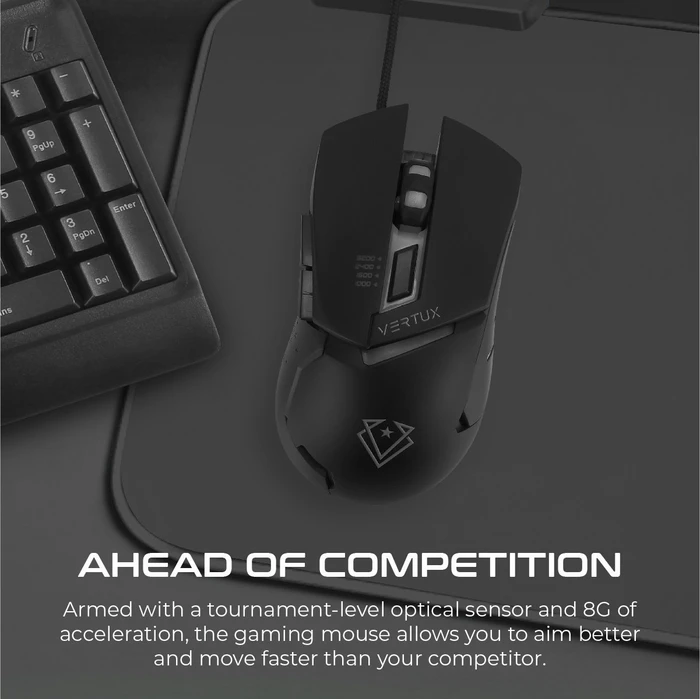 Vertux Dominator Ergonomic Gaming Mouse, schwarz, USB