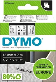 Dymo D1 Beschriftungsband, 12mm, schwarz/transparent