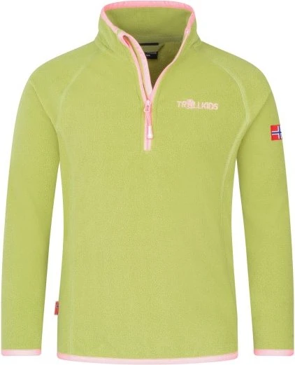 Trollkids Nordland Half Zip Pullover hedge green/candy pink (Junior)